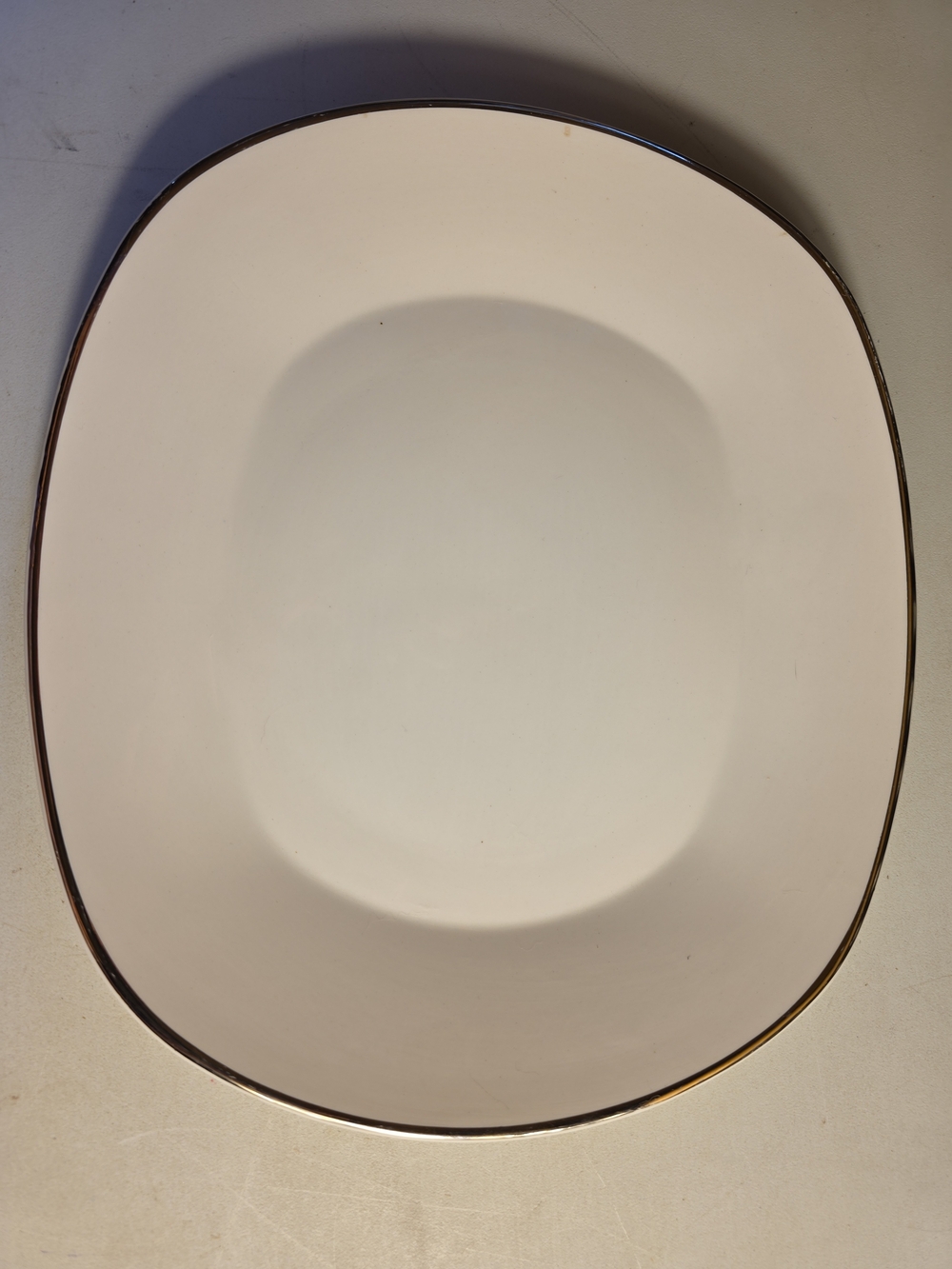 Ceramic White Serving Bowl with Gold Trim